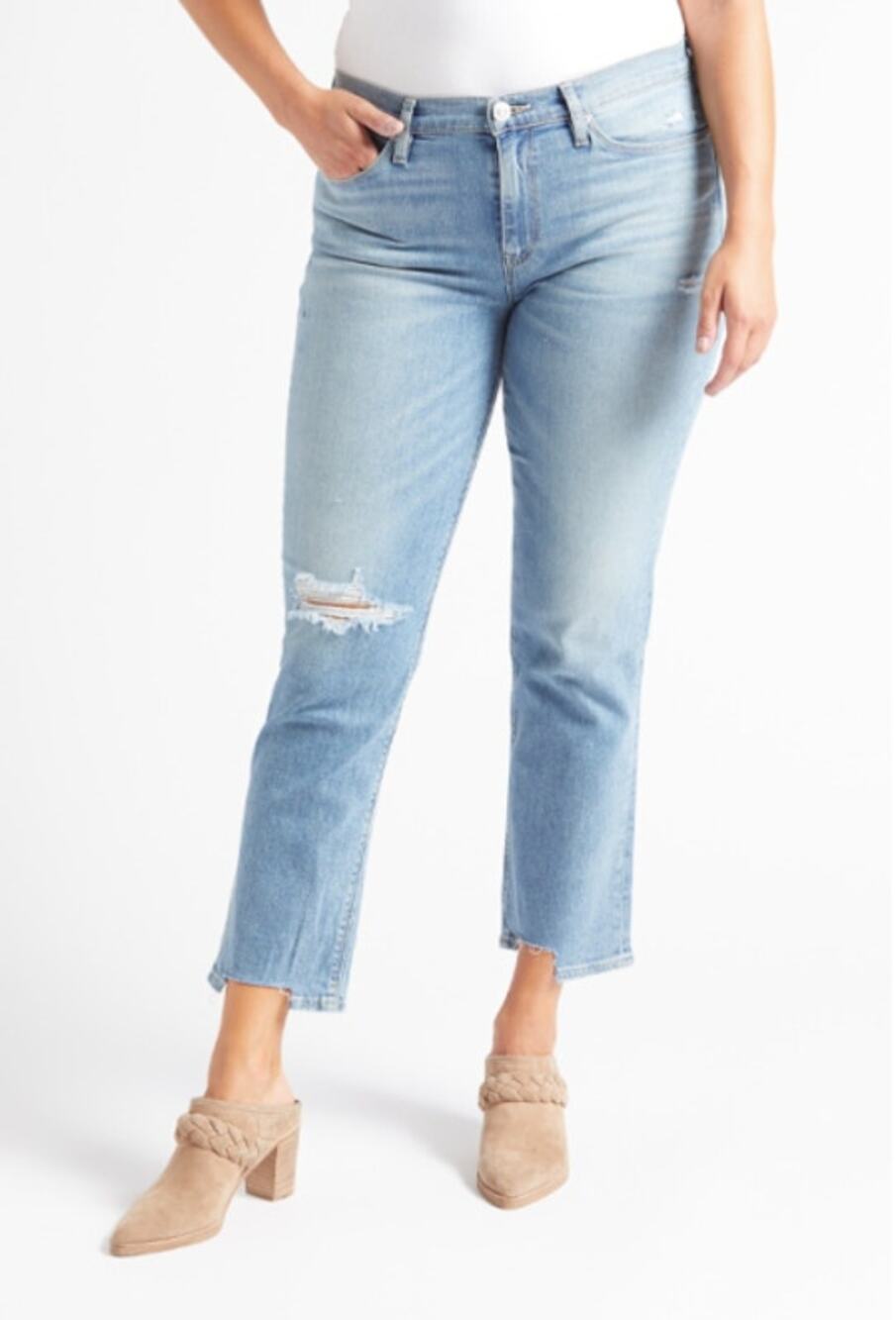 HUDSON NWT Nico Straight Ankle Chewed Hem Denim Jean // 24